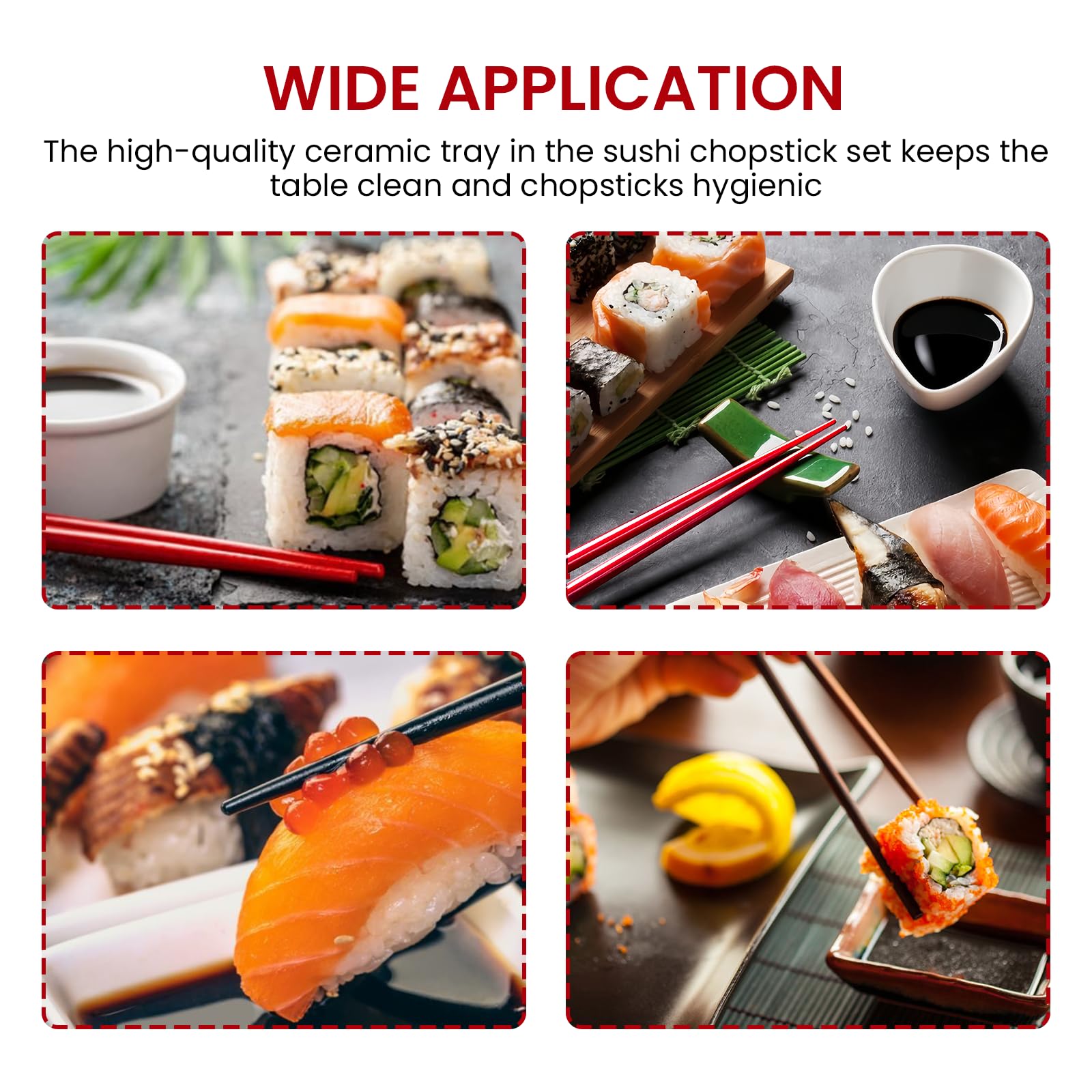 CHENKEE Bacchette Sushi,2 Paia Antiscivolo Bacchette Cinesi,Con 2