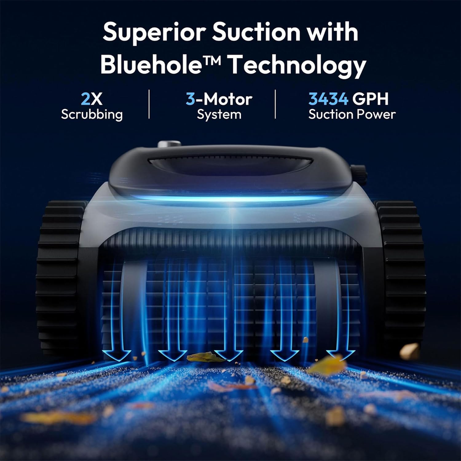 700 c10e pool cleaner robot, robotic cordless pool vacuum w/superior suction, triple motors, smart navigation, app control, wall/waterline, 210-min runtime for inground pools up to 861 sq.ft space grey