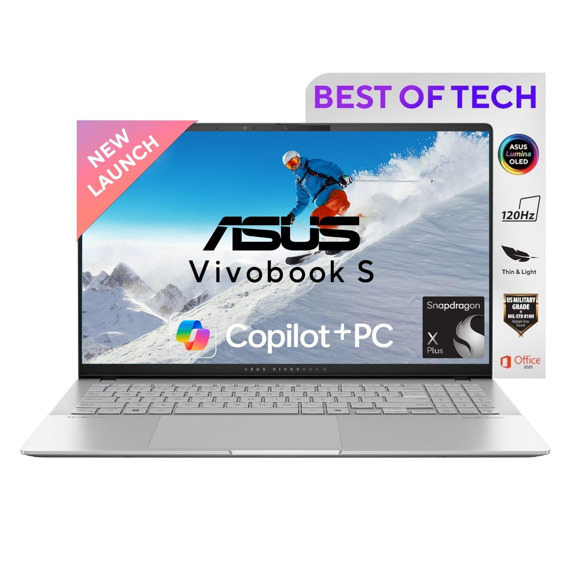 ASUS Vivobook S15,Snapdragon X Plus,Copilot+ AI PC(Qualcomm Adreno