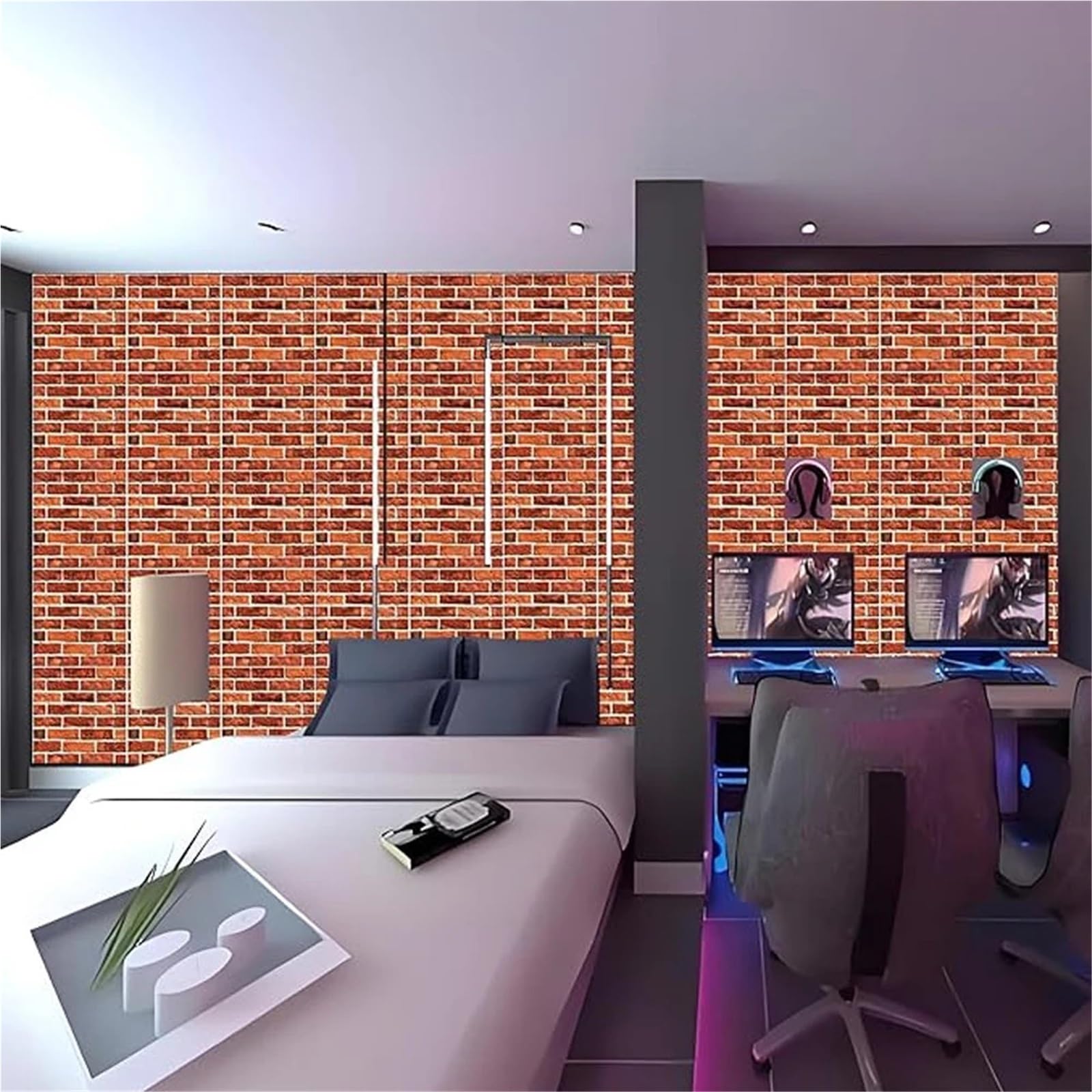 Papel Pintado Autoadhesivo Pegatinas for paredes de ladrillo imitación 3D, 30x30cm, bricolaje, papel tapiz autoadhesivo extraíble, impermeable, decoración artística for sala estar y cocina(G,20pcs)