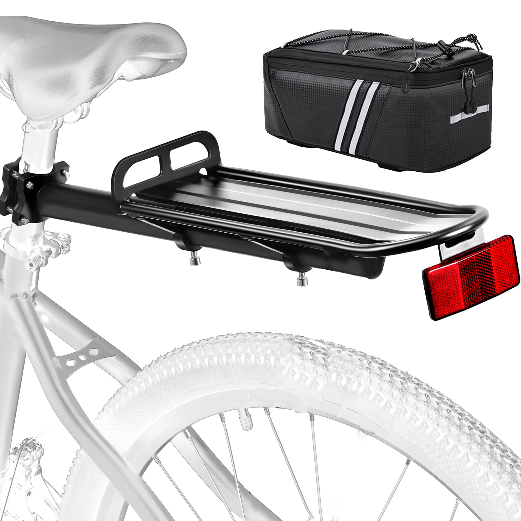 Photo 1 of ***MISSING BAG***YONTUO BCR10V2:Rear Bike Rack with Bag,Bike Cargo Rack,Aluminum Alloy,Large Size Reflective,Retractable,Universal