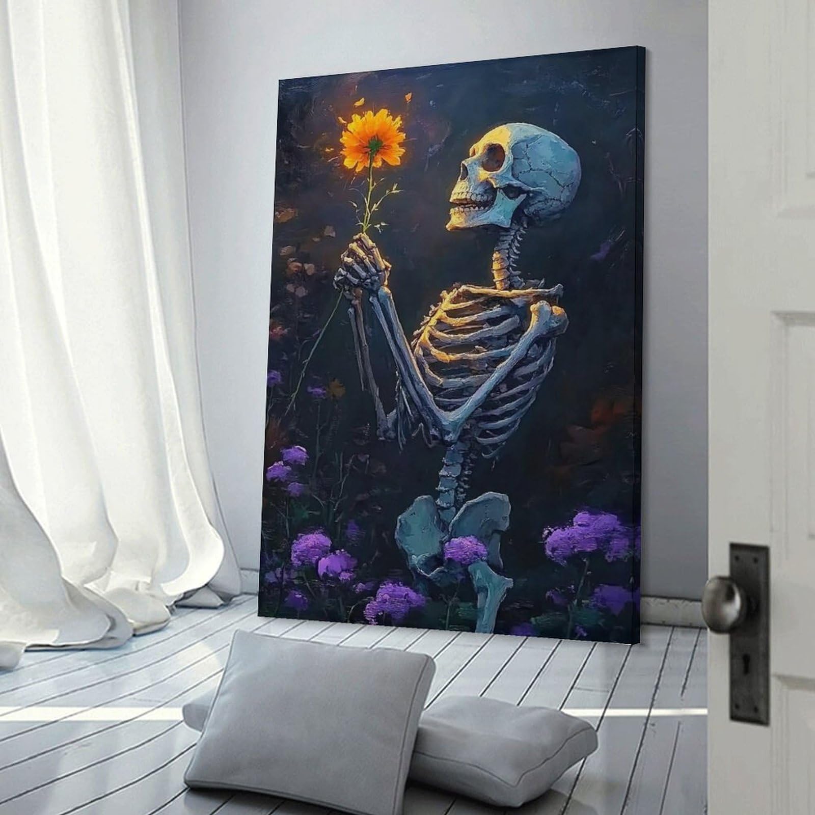 Amazon.com: KRECDKQ Skull Flower Love Funny Poster Canvas Wall Art