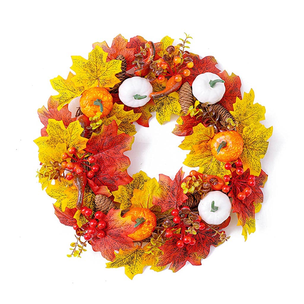 Couronne d'automne artificielle de 38 cm pour sublimer votre porte d'entrée