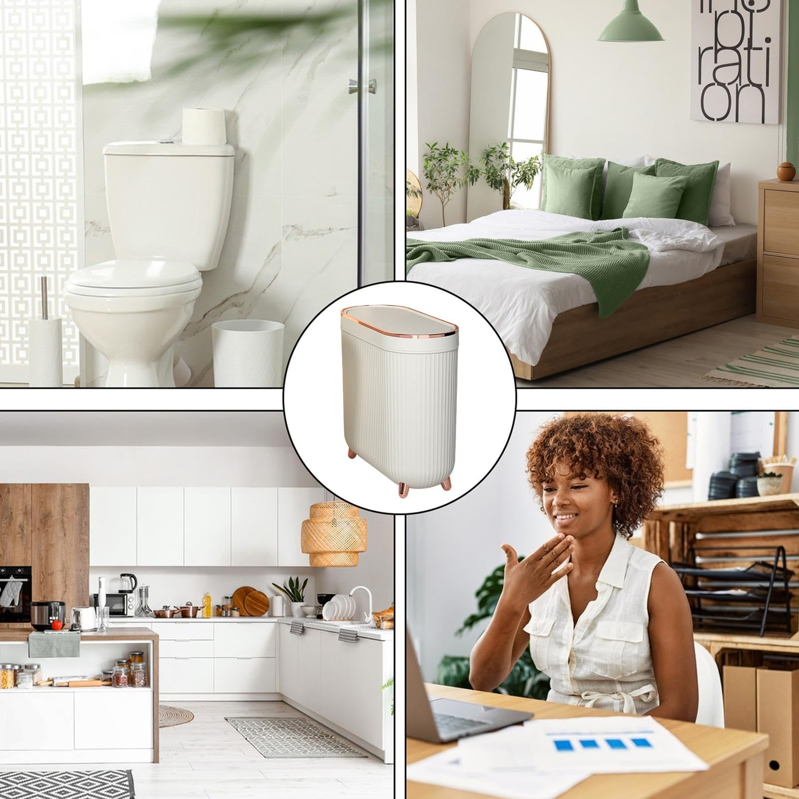 Contenedor De Basura De Basura Para Baño | Cubo De Basura De Papel | Higiénico Con Tapa, Basura De Basura Bajo El Fregadero, Basura Compacta Para Espacios