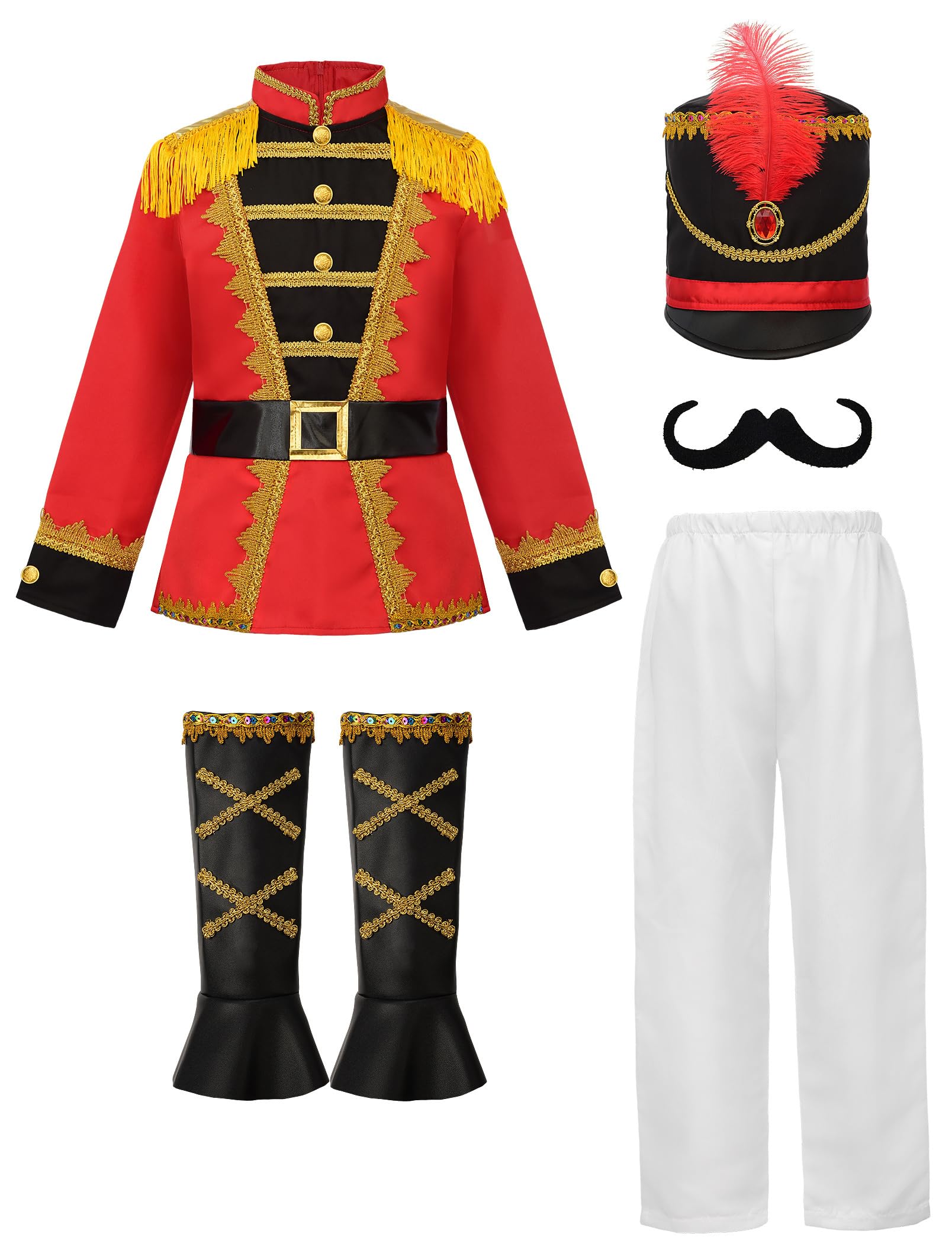 ReliBeauty Costume Casse-Noisette pour Garçons, Uniforme Soldat de Plomb avec Chapeau et Jambières
