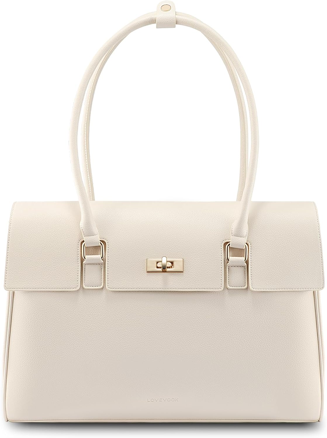 LOVEVOOK Laptop Bag for Women Work Tote 15.6 Inch Briefcase Messenger Bag Waterproof Business Office Handbag Shoulder Bag 15.6 inch Beige