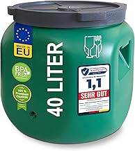 plasteo Wide Neck Barrel 40 L Lid Barrel Food Safe - Sturdy HDPE Universal Barrel with Screw Cap, Square Green
