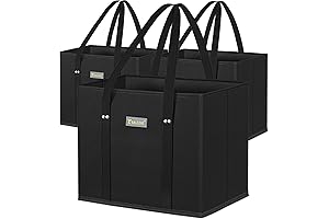BALEINE Reusable Black Grocery Bags for Groceries