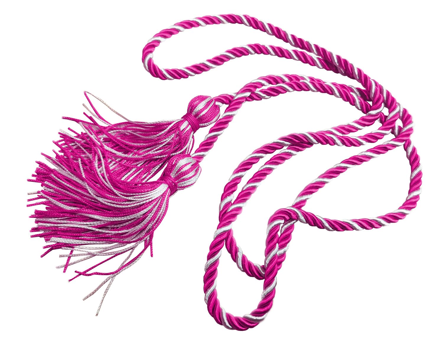 HEPNA Handmade Graduation Cord Fuchsia/White,1 PCS 68 Inch- Honor Cord Rose Pink/White