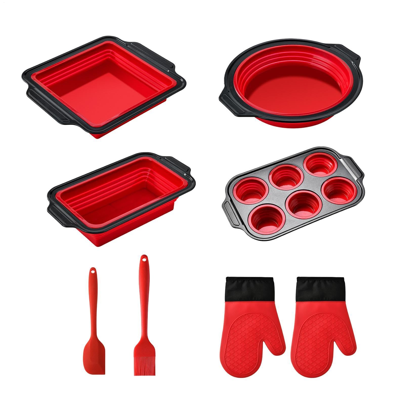 Genérico Backutensilien-Set aus Silikon, flexibel, mit Handschuh, Schaber und Bürste, Antihaft-Backset, für Brot, Kekse, Eier, Backofen, Toaster