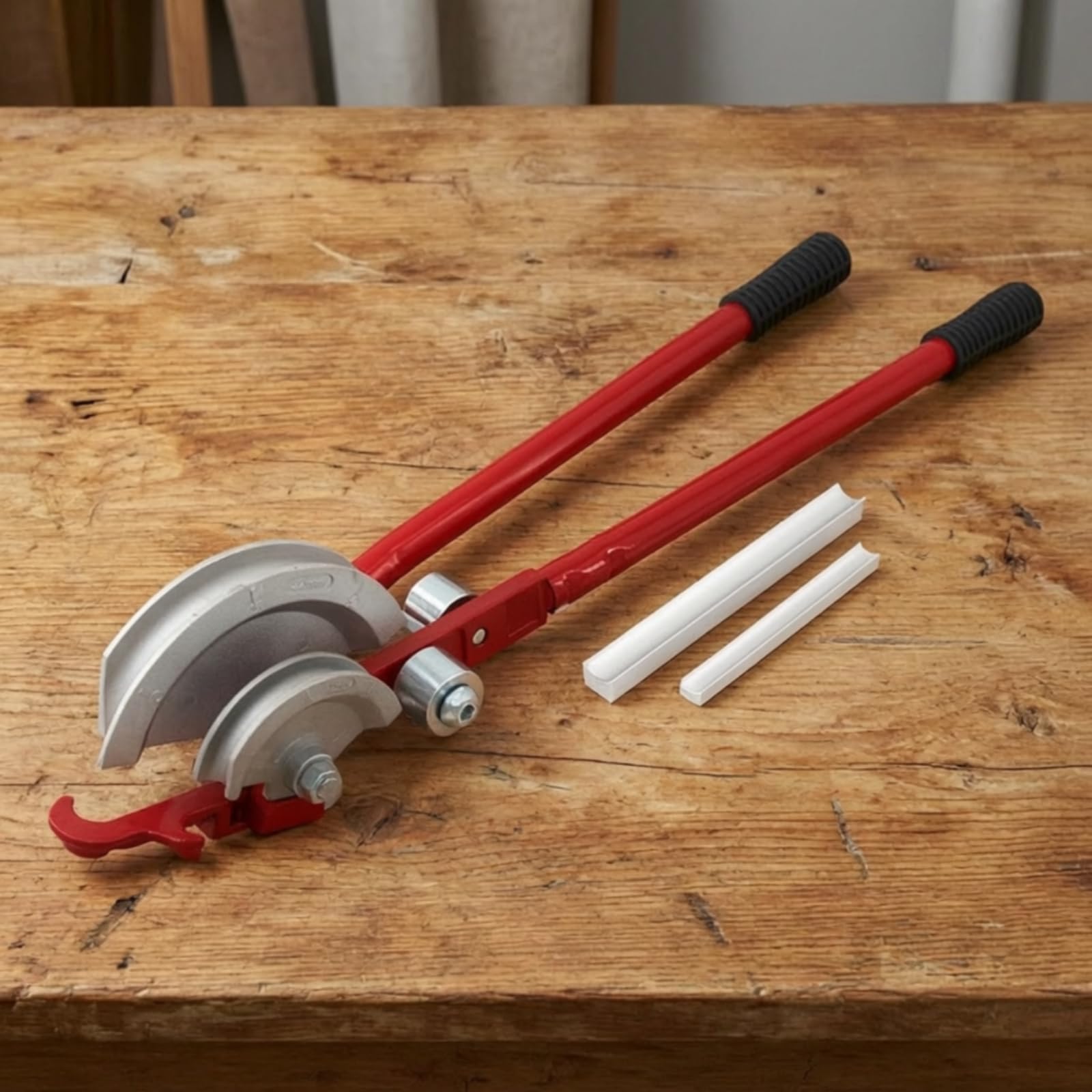 harayaa Rohrbieger Handgerät Rohrbiegegerät Rohrbiegevorrichtung Rohrbiegezange mit Rillenbacken 15mm 22mm Robustes Metallgestell mit Gummigriffen für