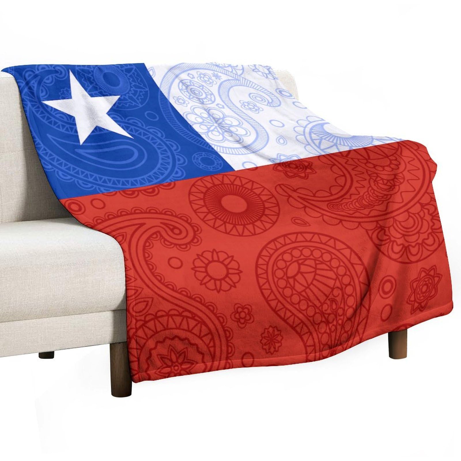 CGSBNGHA Chilean Paisley Flag Flannel Fleece Blanket Lightweight Soft Throw Blankets for Sofa Couch Bed Chair