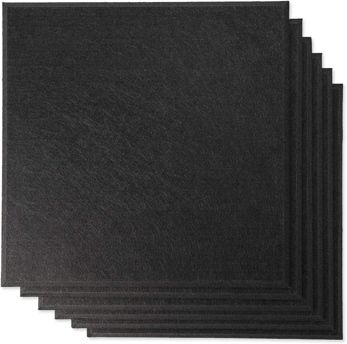 Rhino Acoustic Absorption Panel 12" x 12" x 0.4" NRC Sound Proof Padding for Echo Bass Isolation Matte Black 6 Pieces Beveled Edge for Wall Decoration and Acoustic Treatment