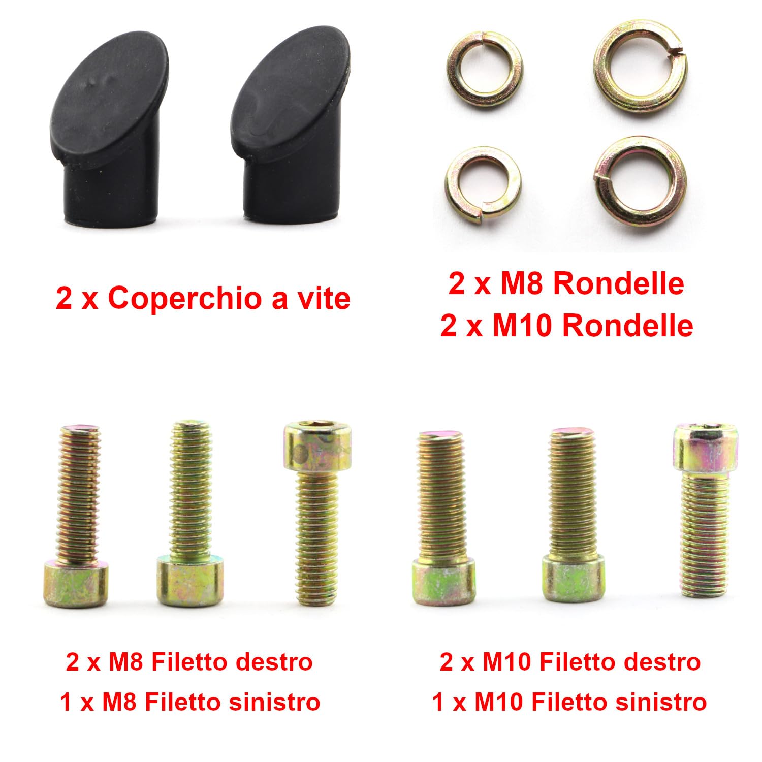 Area1 Coppia di specchietti retrovisori universali per moto, omologati, 2 x filettatura M10 + adattatore sinistro, adatto a Duke, SMC/R Z900 Z750 Z650 (nero)