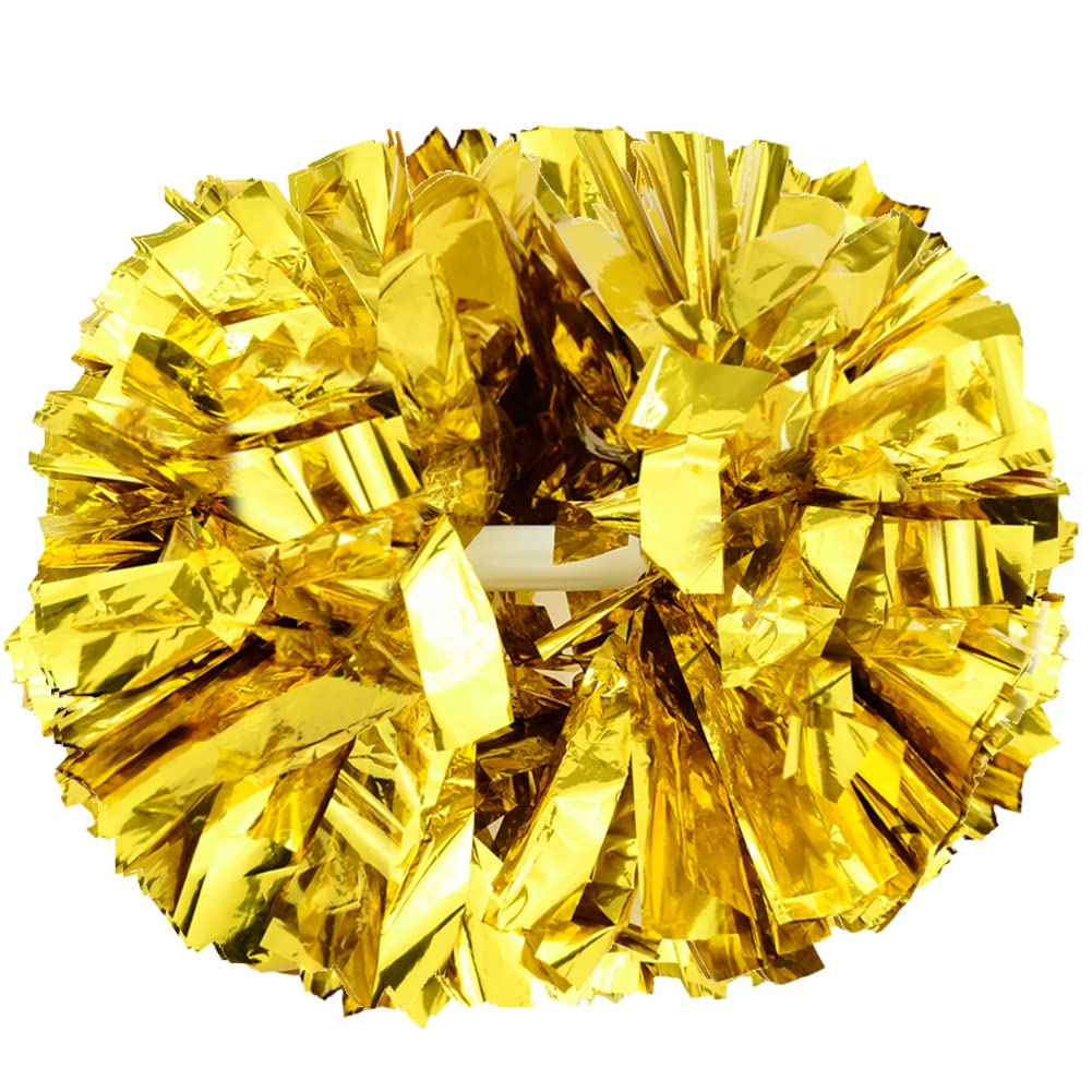 Lovecheer 2PCS/6PCS Metallic Pom Poms Cheerleading with Baton Handle Cheer Pompoms for Kids Adults Team Sports Spirit Party Cheering