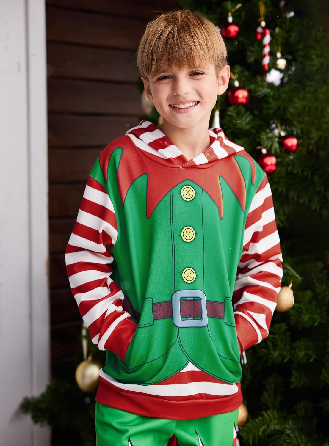 Unisex Kids Ugly Christmas Sweatshirt Funny Hoodie Pullover With Kangaroo Pockets 6-14 Years