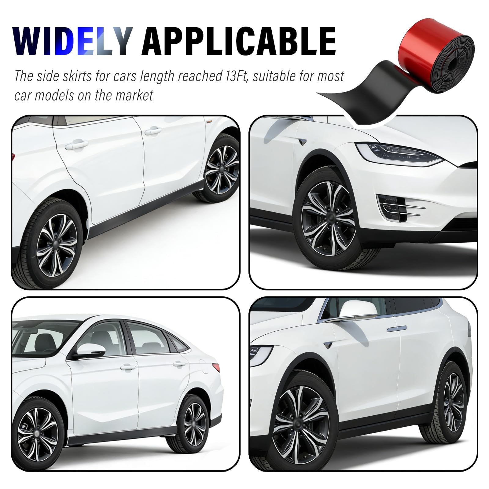 Jupes Latérales pour Audi A1 (8X) 2014-2018, Bas de Caisse Flexible Auto Bande Décorative Protection Carrosserie Anti-Rayures Seuil de Porte Caoutchouc