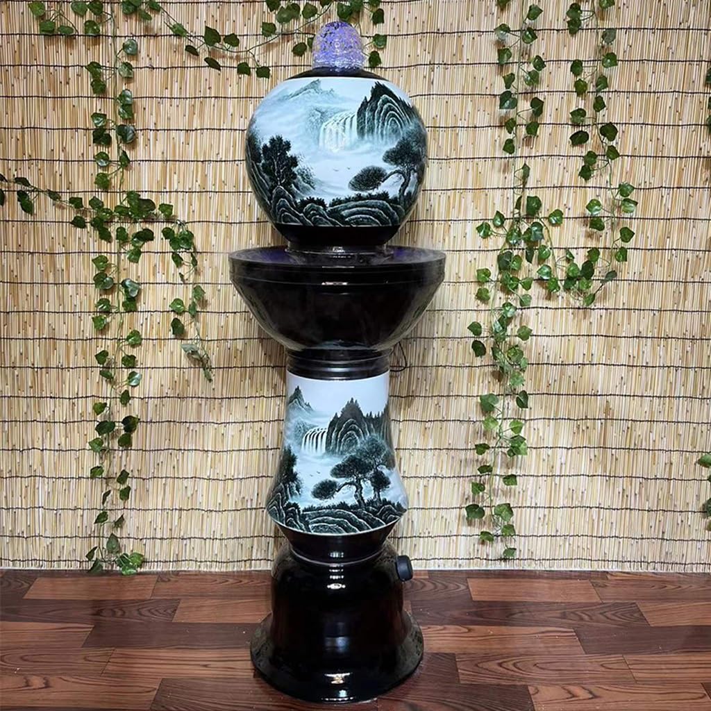 Fontana Da Tavolo Paesaggio in ceramica dipinto a mano Ornamenti d'acqua dal pavimento al soffitto Decorazione del pavimento del club del soggiorno dell'hotel Fontana A Cascata Interna