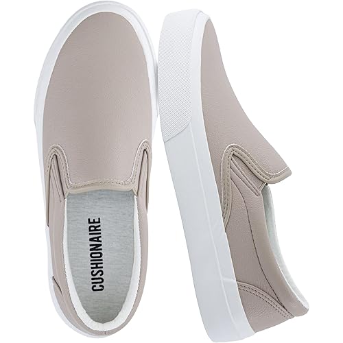 CUSHIONAIRE Ferris Fashion Slip On Sneakers for Women – Laceless Everyday Casual Womens Shoes with Cushioned Insole and Flexible Sole for Effortless Comfort and Style