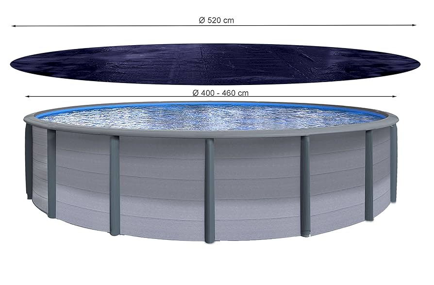 Round Pool Cover For Pools Diameter 420-460 Cm, UV-Resistant Solar