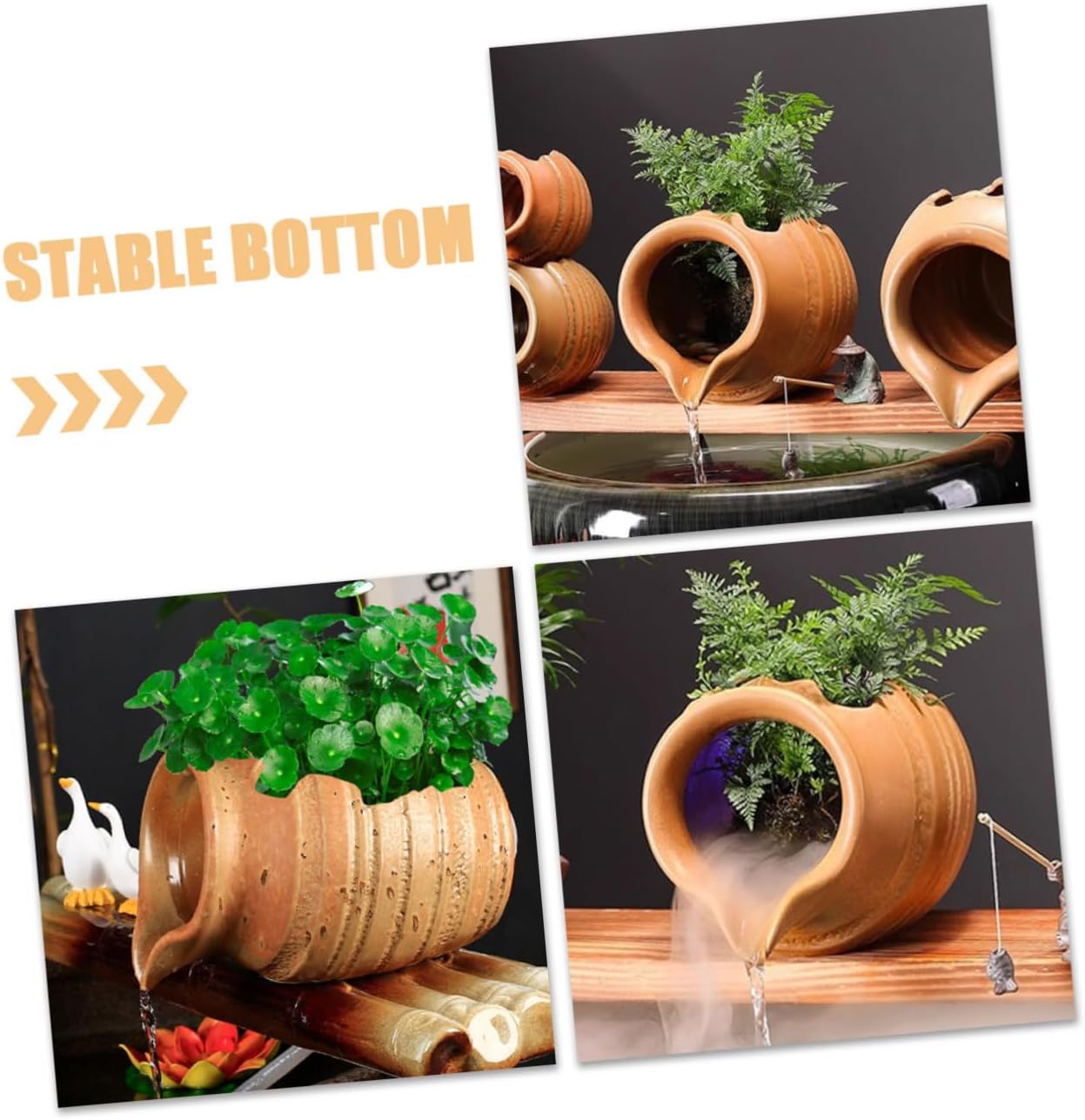 LIFKOME Water Circulation Fountain Decor Ceramic Jar Pump for Outdoor Indoor Garden Decor Courtyard Waterfall