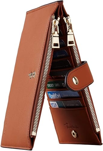 Travelambo RFID Billetera de mujer con varios compartimientos para varias tarjetas con bolsillo con cierre, talla única