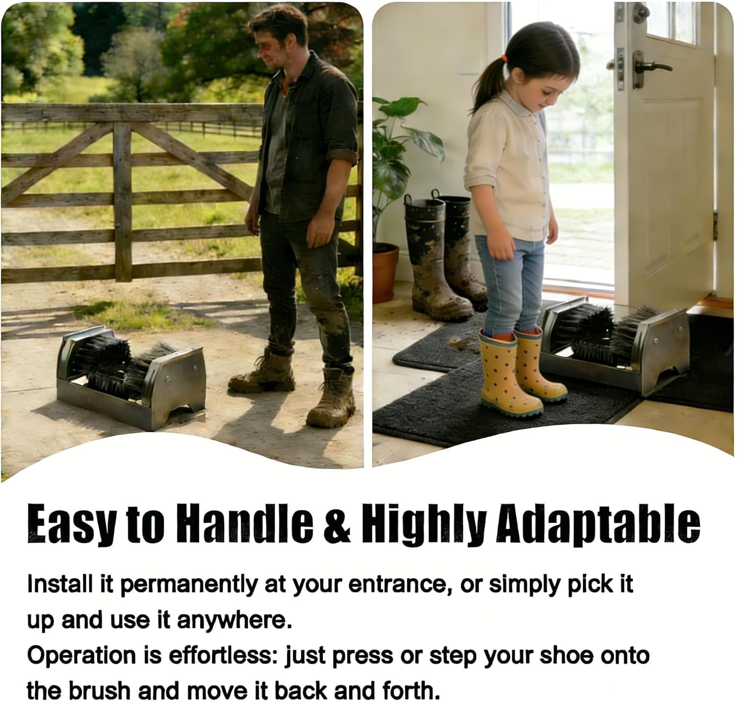 Grattoir À Boue Double Face, Brosse De Nettoyage pour Chaussures Et Bottes Dextérieur avec Manche, Élimine La Boue Et La Saleté des Chaussures De Golf, des Chaussures De Jardin Et des Baskets