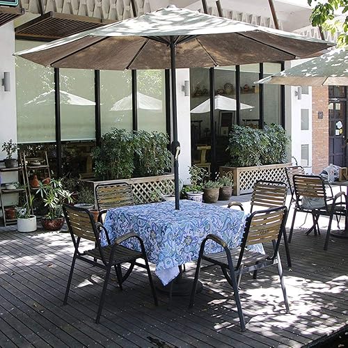 Miniatura 8 de Melaluxe - Mantel impermeable resistente a las manchas para exteriores con agujero para sombrillas y cremallera (gris, 60 pulgadas, con cremallera,