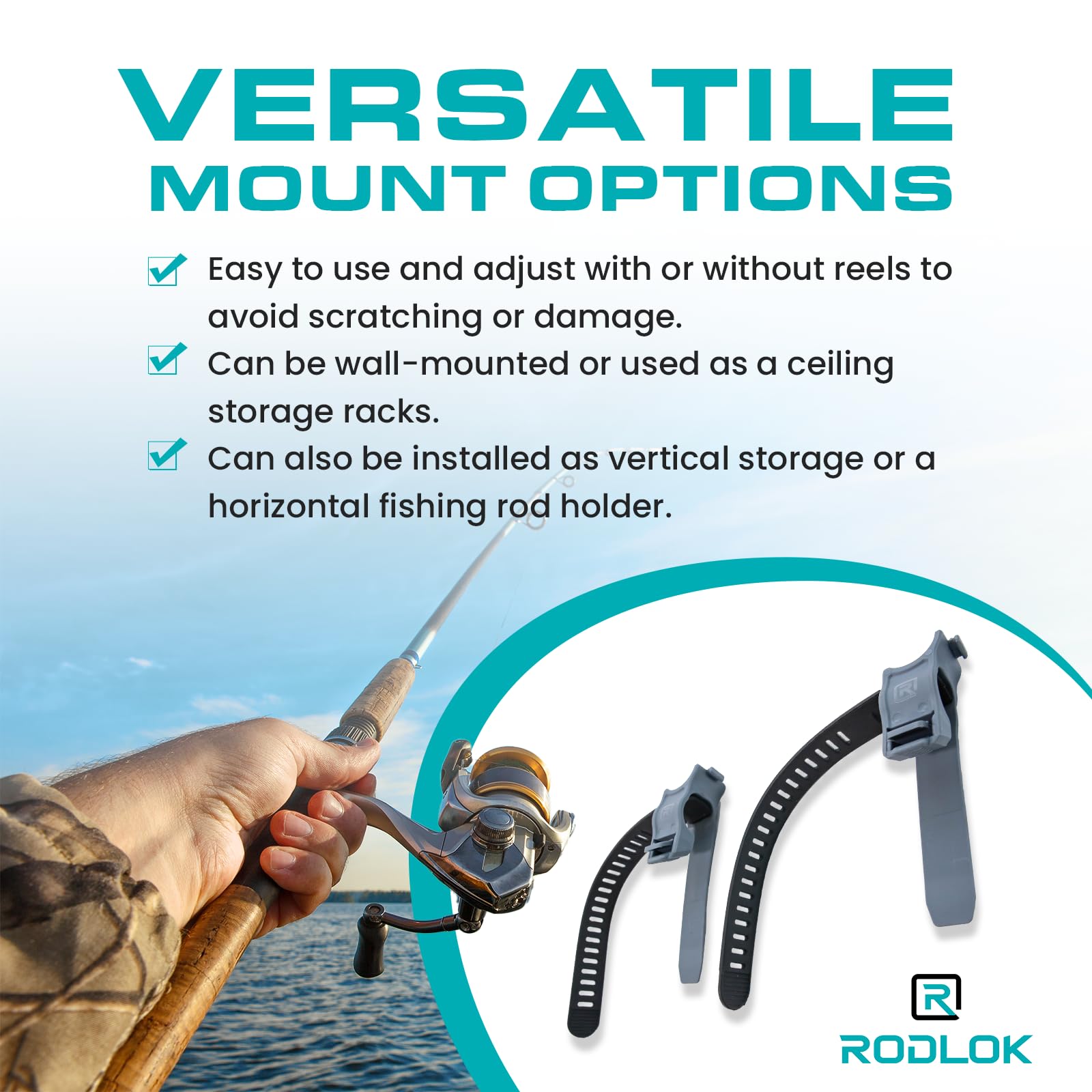 rodlok fishing rod holder R Pair for 1 Rod the patent pending Lock Ardent Arrow Flipping Reel Size:M (21x11cm) bass assassin