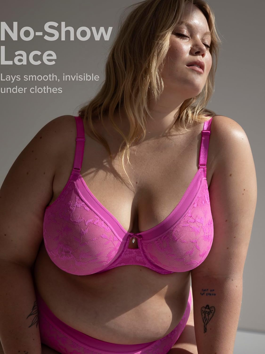 Curvy Couture Women's No Show Lace Unlined Underwire Bra