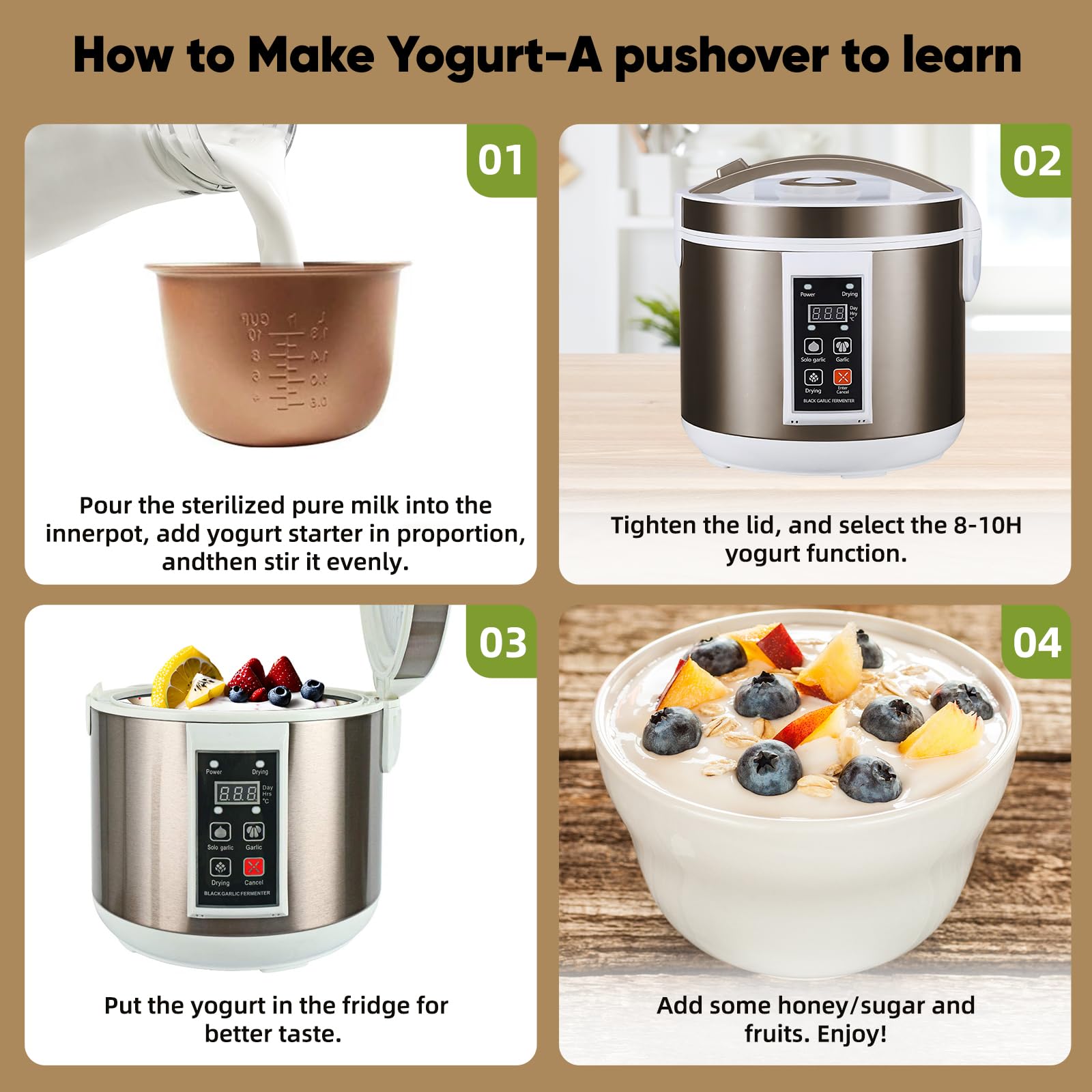 Fermentatore di Aglio Nero,5L Multifunzionale Completamente Automatica Intelligente Fermentatore,macchina per yogurt,Macchina per il kimchi, Macchina per fermentazione della cucina fai-da-te