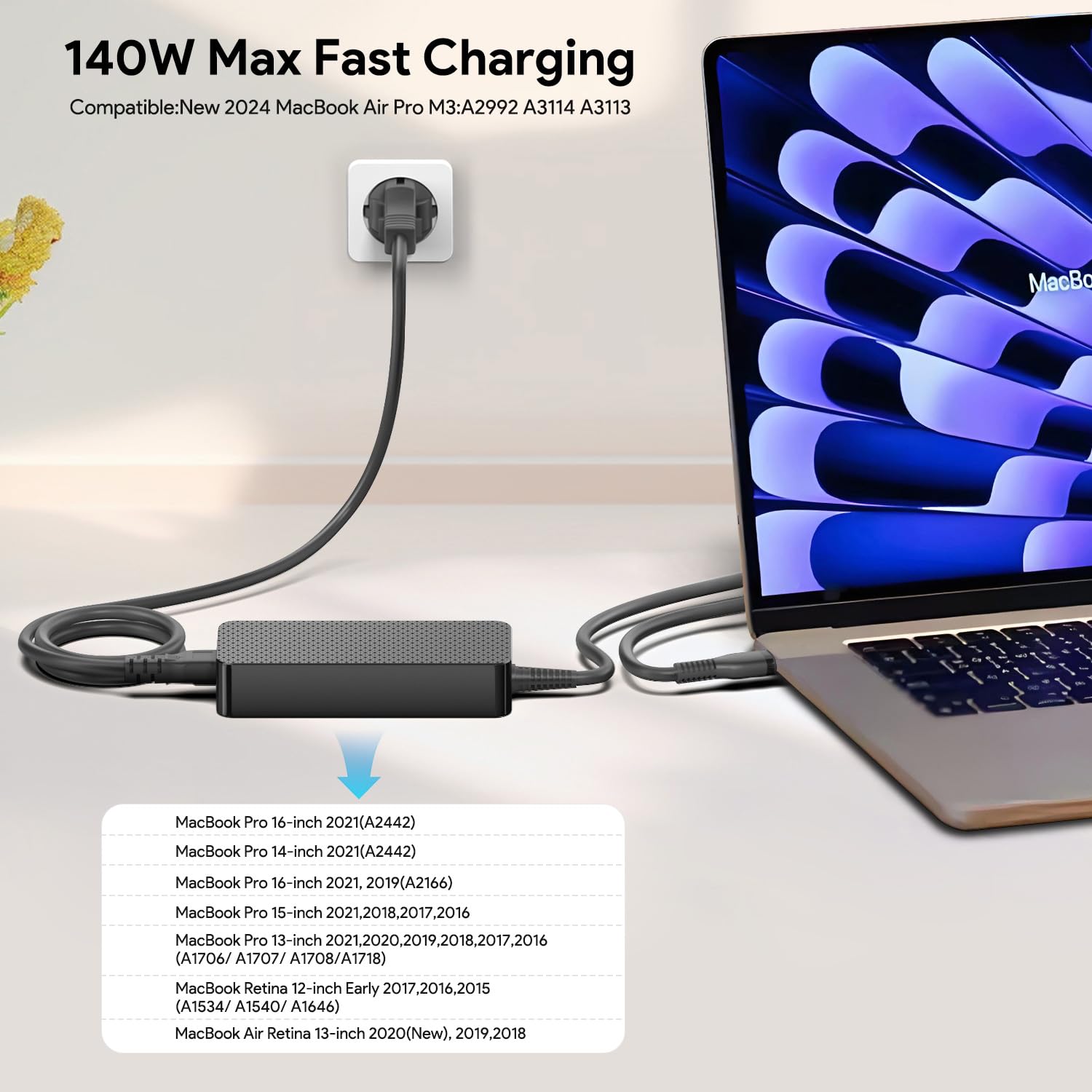TAIFU 140W USB C Ladegerät GaN PD3.1 Netzteil 28V 5A ADP-140AB B für HP OmniBook 5 AI PCOMEN Transcend 14 Spectre x360 16", MSI Prestige 13 AI+ 14 16, eero PoE Gateway FSP140-APDAR02 TPN-LA29