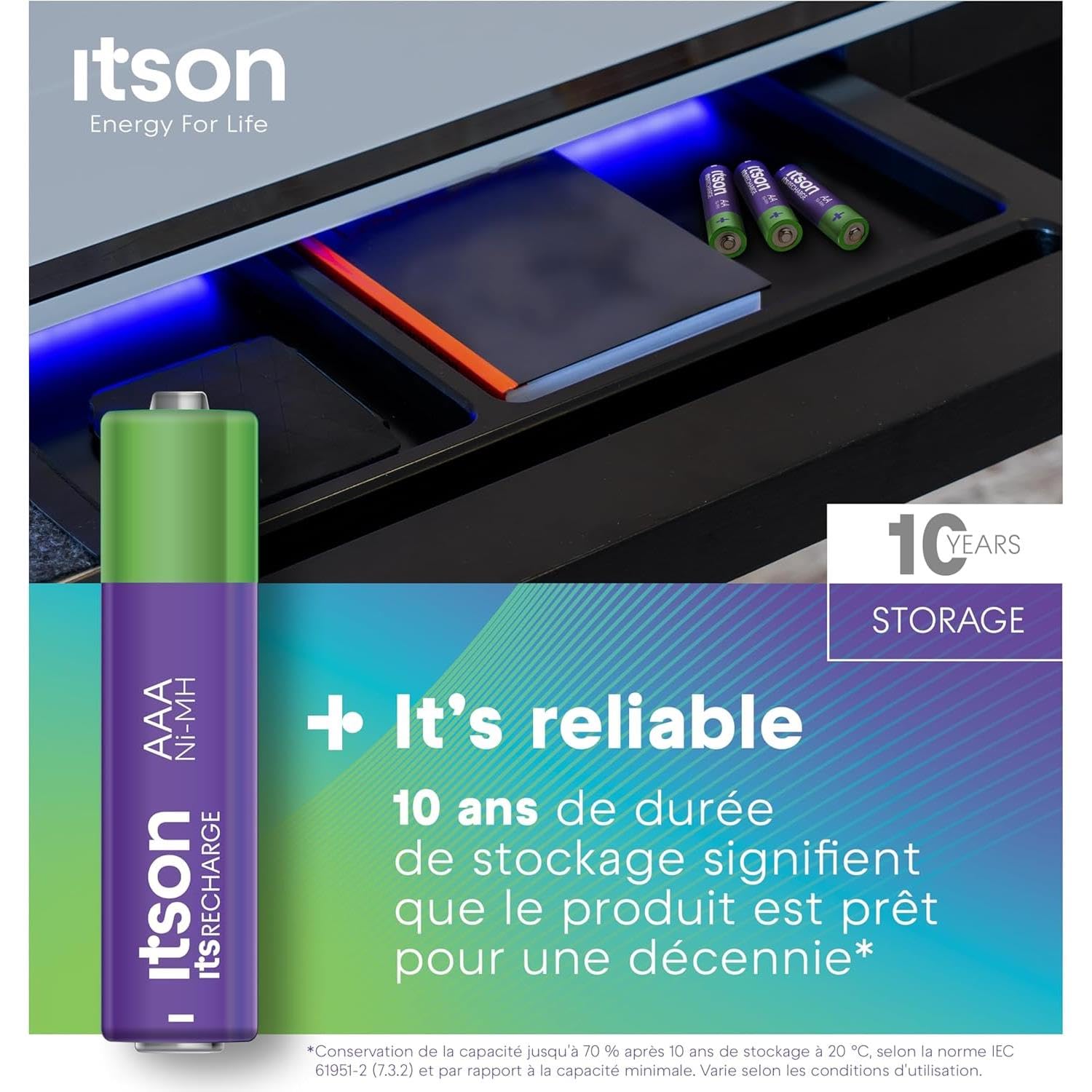 ITSON Lot de 3 x 8 Piles Rechargeables AAA Pro NiMH prêtes à l'emploi, 800 mAh, idéales pour horloges, Torches, télécommandes