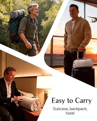 Miniatura 8 de Almohada de cama CPAP de espuma viscoelástica de viaje para dormir de lado y de espalda, almohada portátil para la apnea del sueño con bolsa