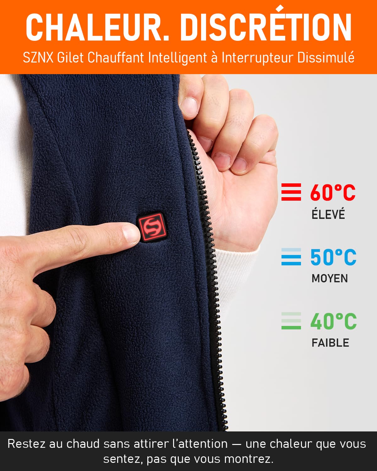 Gilet Chauffant Homme avec Batterie, Veste Chauffante Sans Manche, 6 Zones de Chaleur Hiver
