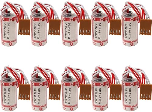 10 piezas ER1733 PLC batería para 3G2A9-BAT08 C500-BAT08 PLC batería (ER1733 23A 3.6V 1600mAh con enchufe marrón JAE2.0.197 in-4P) (paquete de 10)