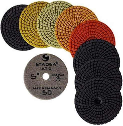 Stadea PPW115X almohadillas de pulido de granito 4 "almohadillas de diamante fijadas para granito cuarzo piedras polaco