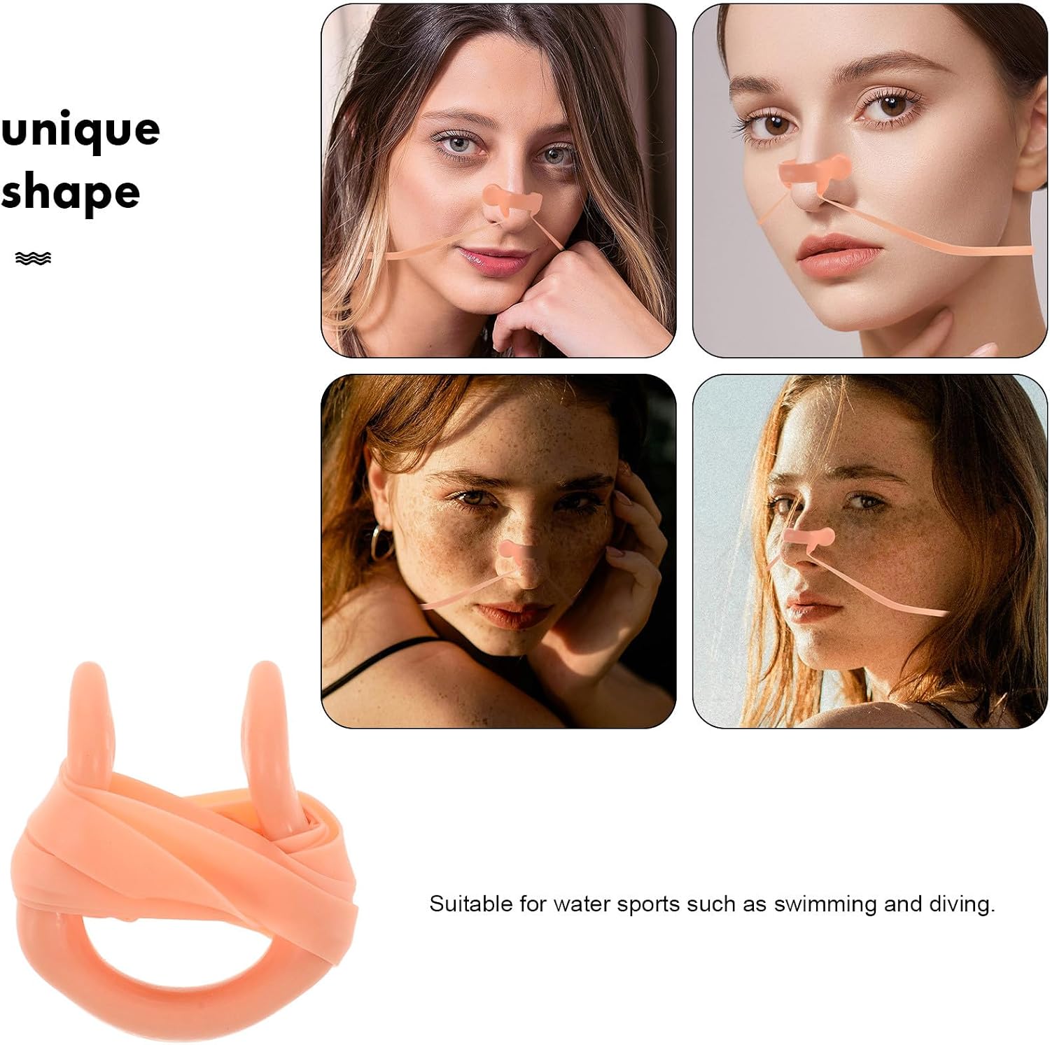 4pcs Silicone Nose Clips for Swimmers with Elastic Strap Waterproof Swim Nose Plugs Replacement for Adults Men Women Swimming Accessories for Diving and Water Sports