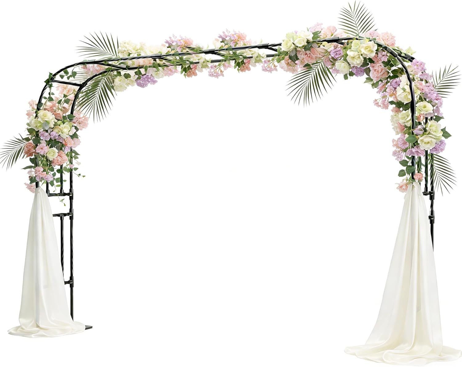 Garden Arch Trellis - 157 (L) x 105 (H) inches, 25MM Thickened Steel Pipe, PE-Coated Rust-Proof Arbor Trellis, Trellis for Climbing Plants Outdoor, Garden Arch for Backyard, Wedding Decorations