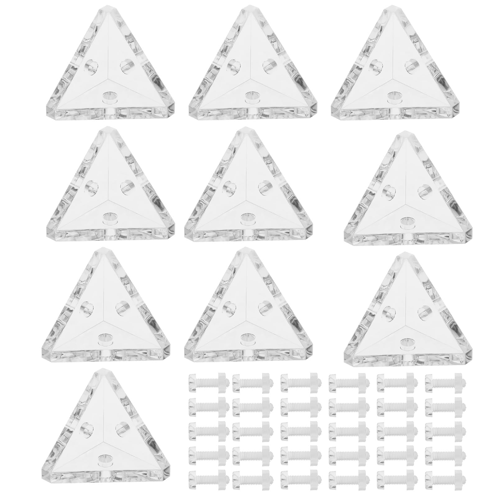 SING F LTD 10PCS Acrylic Corner Bracket Transparent 3-Hole Right Angle Joint Brace Brackets Display Cabinet Connector for Reinforcement Connecting Furniture 20x20mm