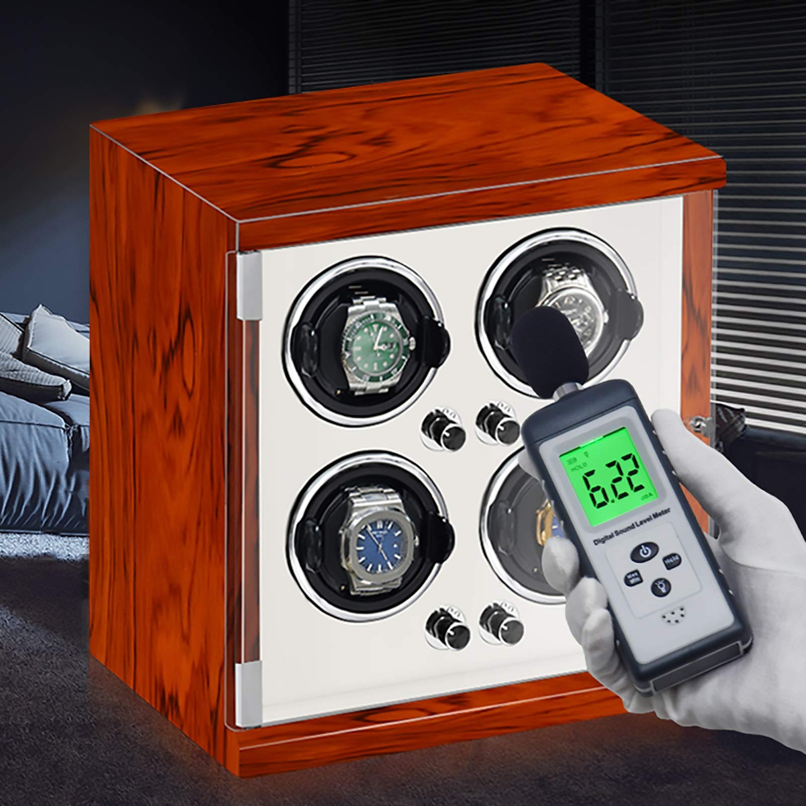 Agitador de Reloj Recargable de 4 Posiciones, enrollador de Reloj mecánico, Caja de bobinado de Reloj automático Vertical (Caja de exhibición de Reloj)