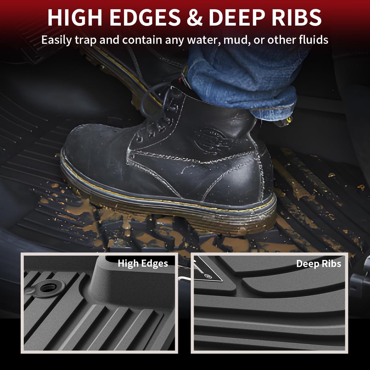 LASFIT Floor Mats&Trunk Mats for Toyota Highlander 8 Seats 2020-2025 2026 (Not for Hybrid), All Weather TPE Floor Liner & Cargo mats for Highlander，Front&Rear 4 Rows mats.
