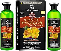 URBANMAC Fruit Vinegar Gel Hair Color Natural Hair Color Dye for Black Hair Dye (BLACK, 500ml x 2)