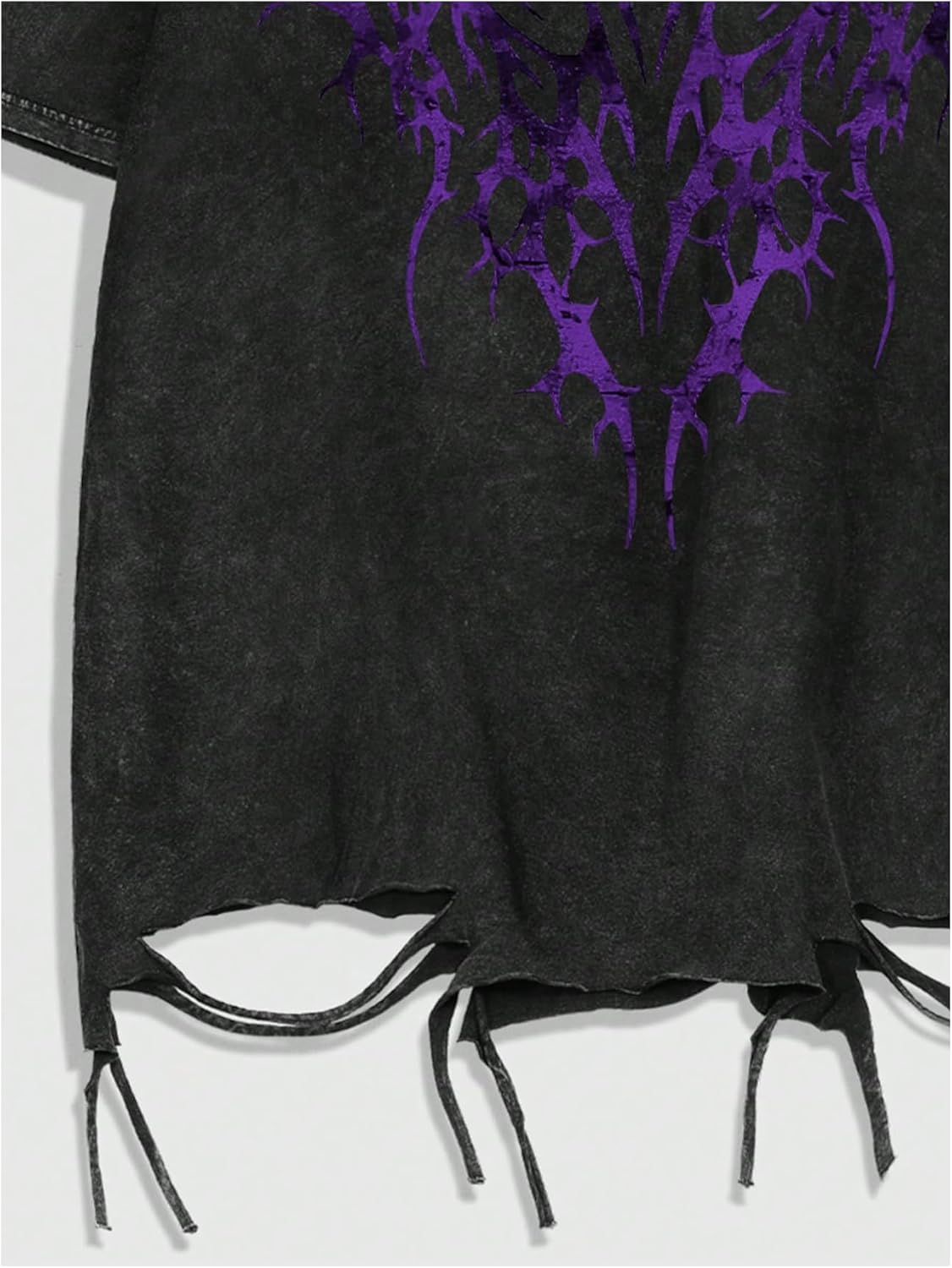 Verdusa Men Ripped Graphic Tees Short Sleeve Drop Shoulder Grunge Punk Oversized Tshirts Emo Scene Clothes Streetwear - Image 2