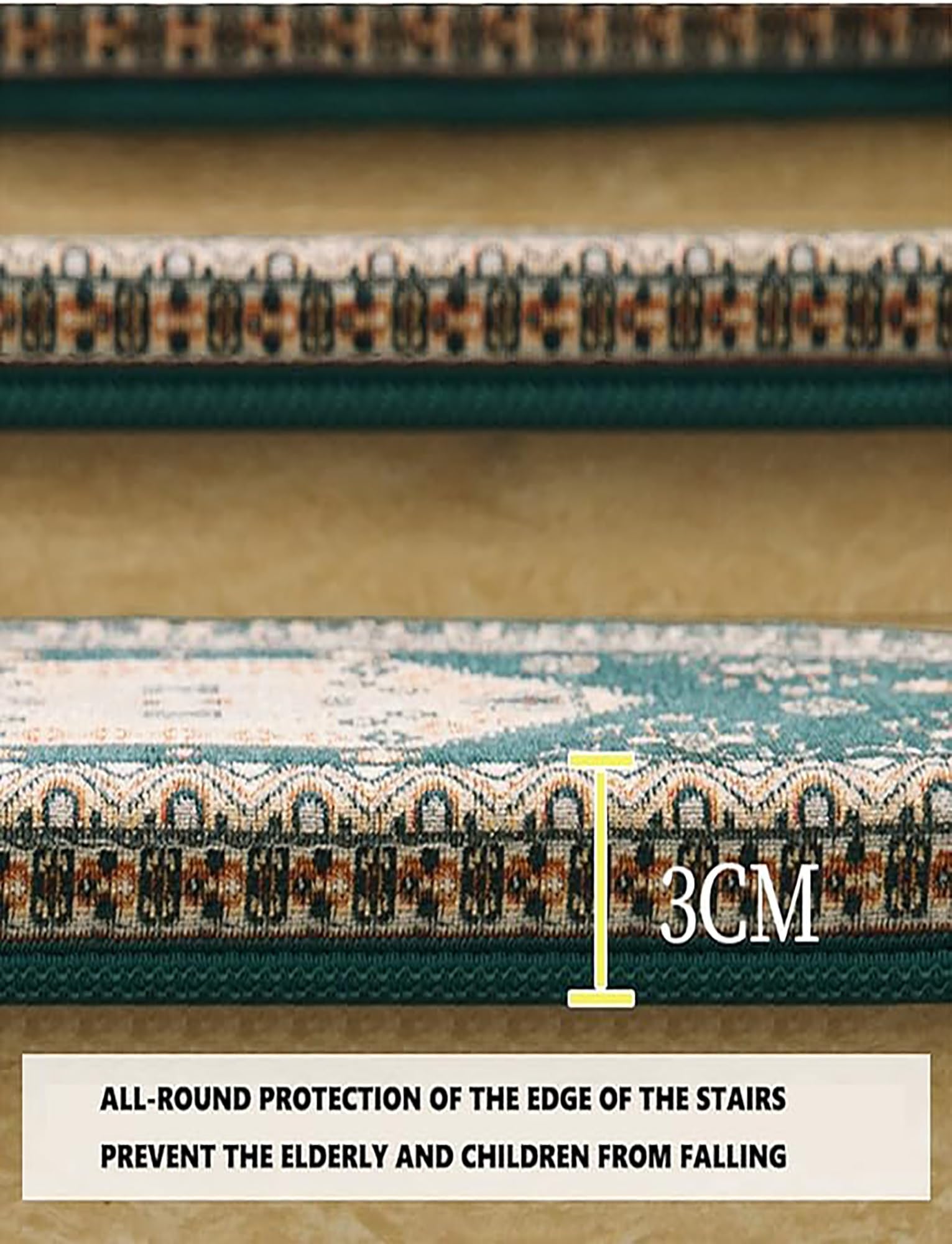 Tapis d'escalier autocollant décoratif pour escalier, motif bullno, 26 x 80 cm