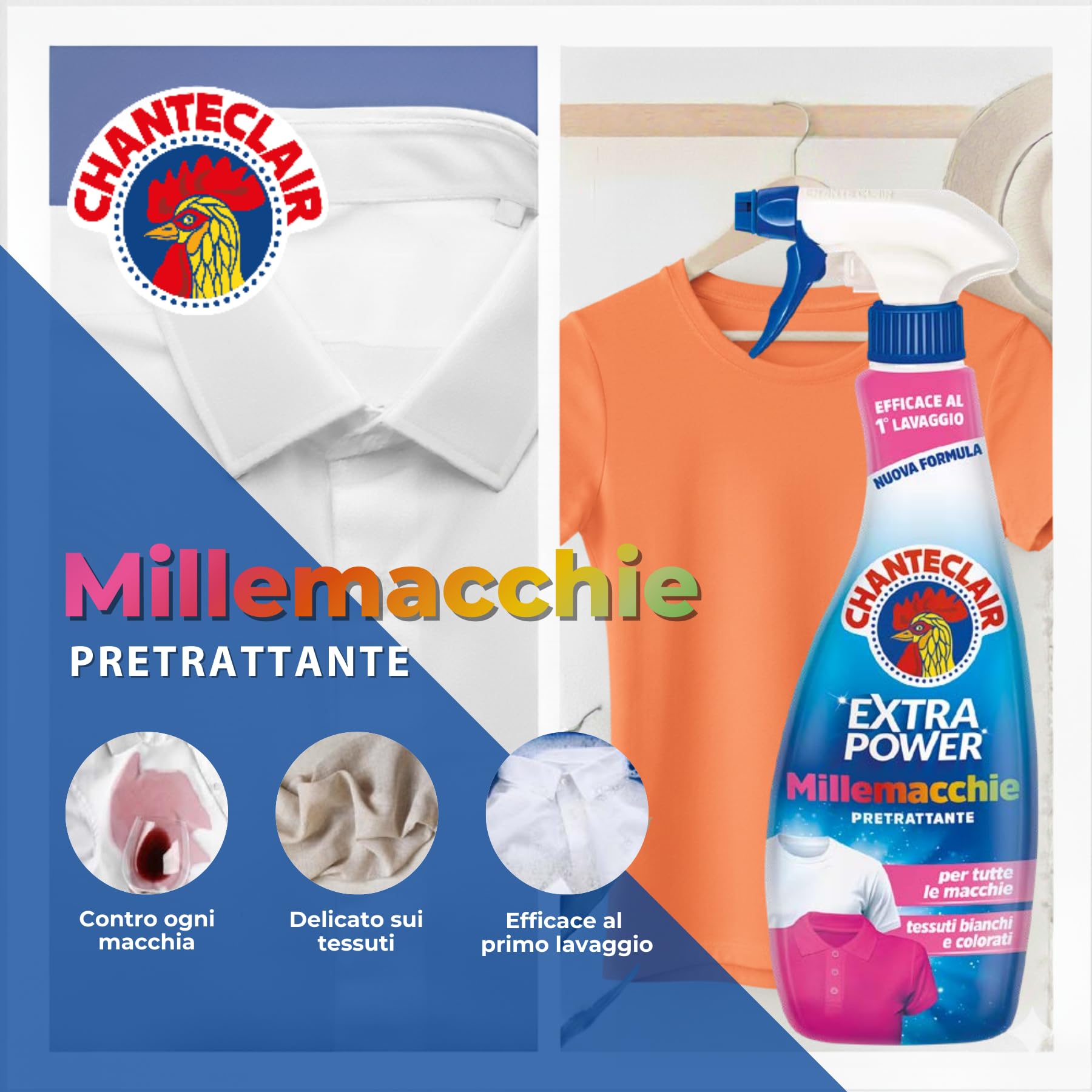 Chanteclair Millemacchie Extra Power, Smacchiatore Contro le Macchie più Frequenti, 500ml