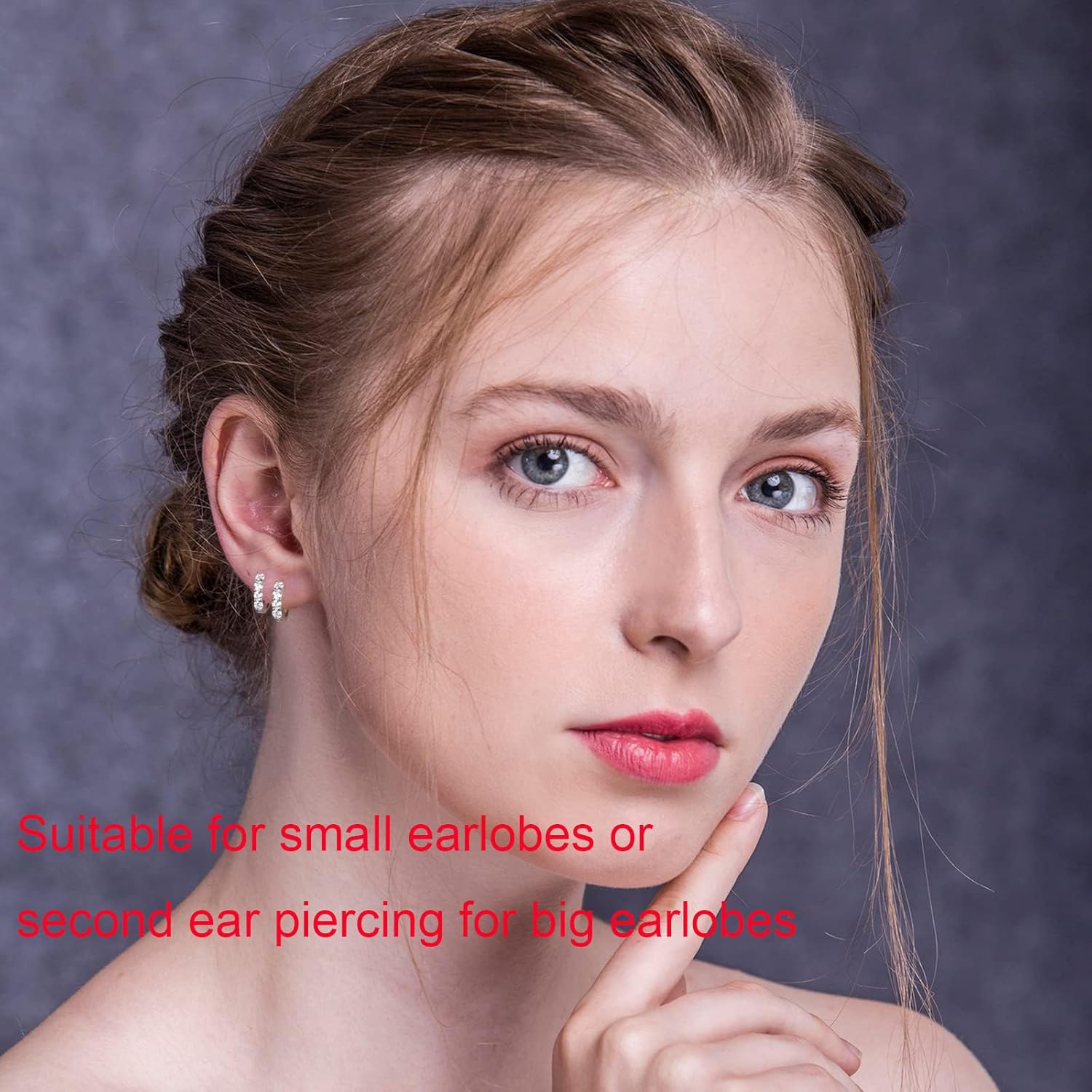 Moissanite Hoop Earrings, Huggie Hoops Sterling Silver Hoops Earrings for Women - Image 2