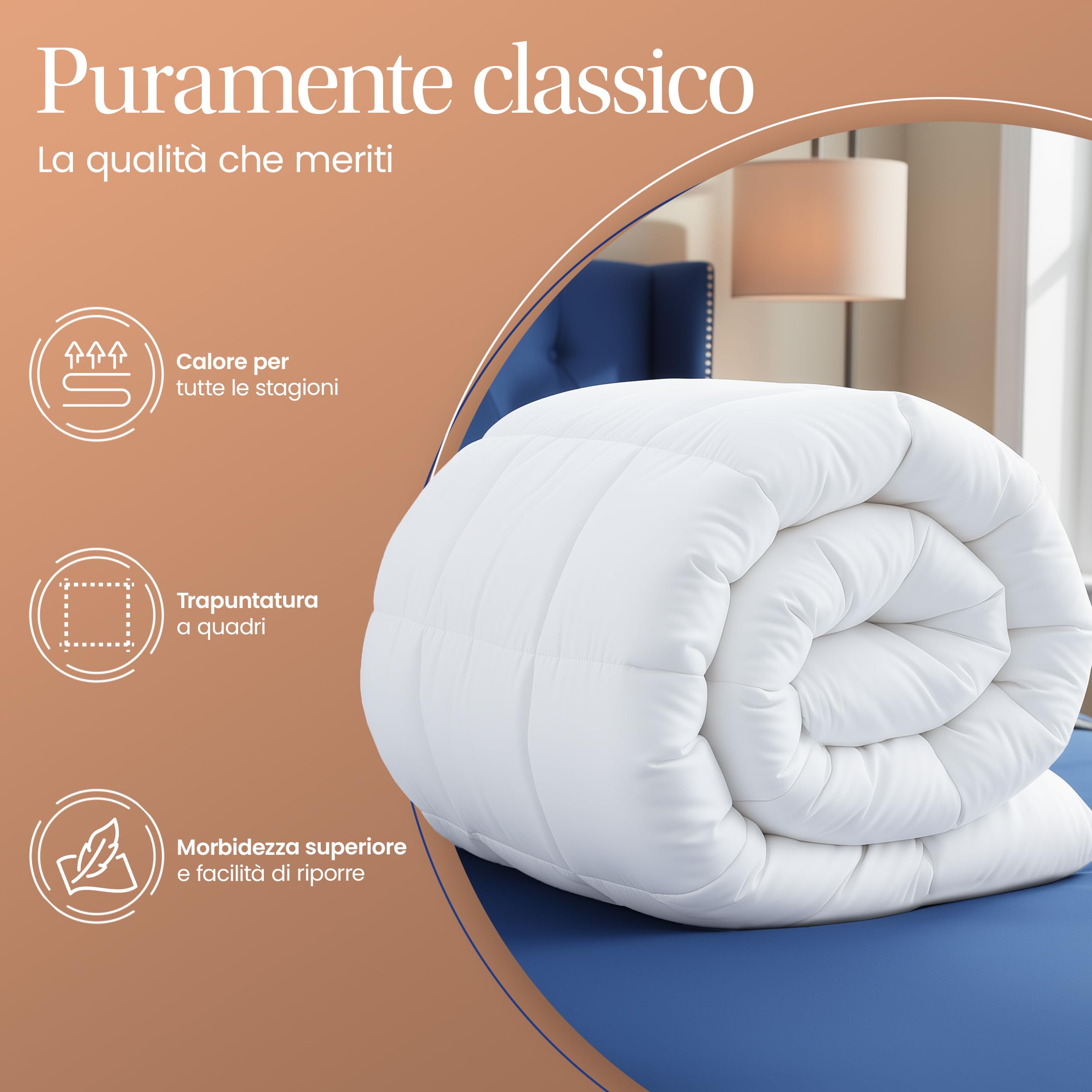 Utopia Bedding Piumino 200x200 cm, Piumone Letto Matrimoniale, 100% Imbottitura in Fibra Cava, Trapunta in Microfibra per Tutte Le Stagioni (Bianco)