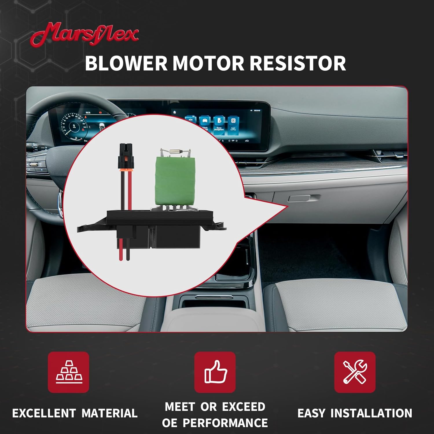 Marsflex Blower Motor Resistor 89019088 2003 2004 2005 2006 for Chevrolet Chevy Avalanche Silverado 1500 2500 Suburban Tahoe, for GMC Sierra Yukon, Blower Resistor 1581086 with Manual AC Control
