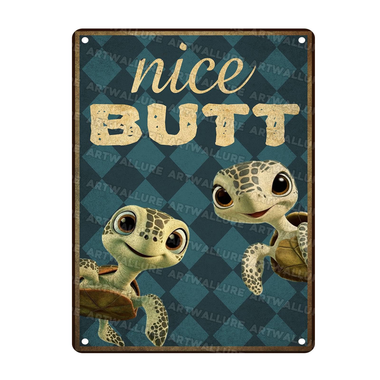 Sea Turtles Vintage Tin Sign Funny Bathroom Metal Sign for Home Bathroom Garden Outdoor Decor 12X16Inch